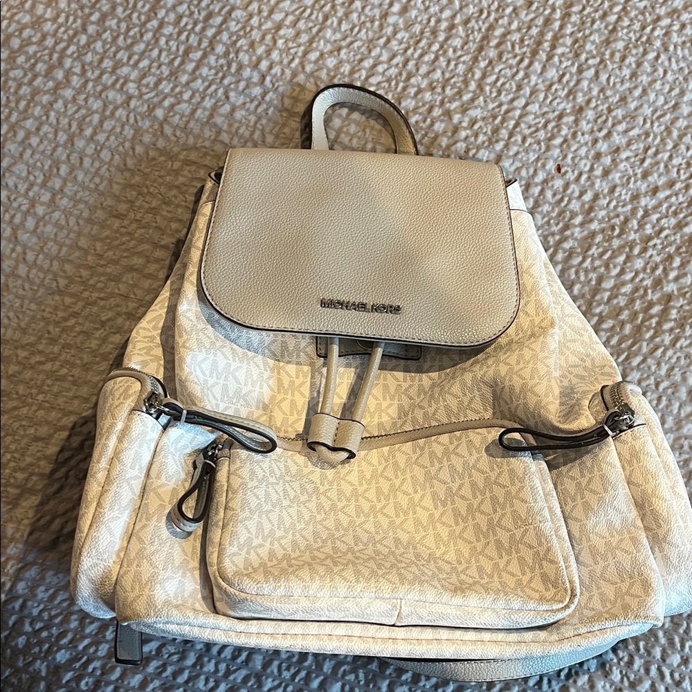 Michael Kors Gray and Cream Backpack
